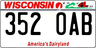 WI license plate 352OAB
