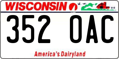 WI license plate 352OAC