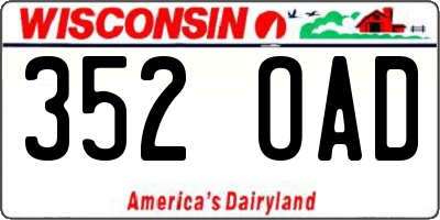 WI license plate 352OAD