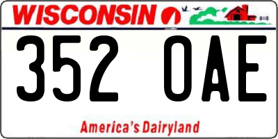 WI license plate 352OAE