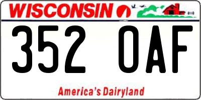 WI license plate 352OAF