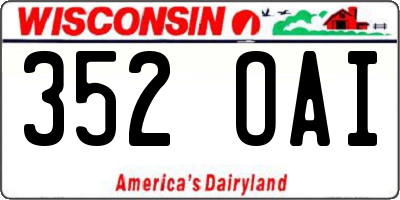 WI license plate 352OAI