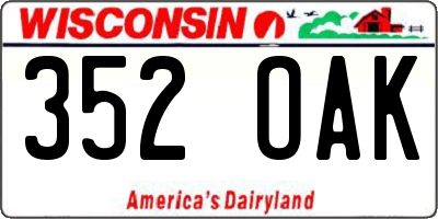 WI license plate 352OAK