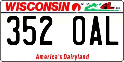 WI license plate 352OAL