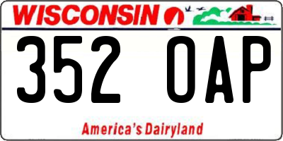 WI license plate 352OAP