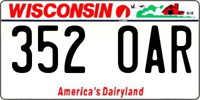 WI license plate 352OAR