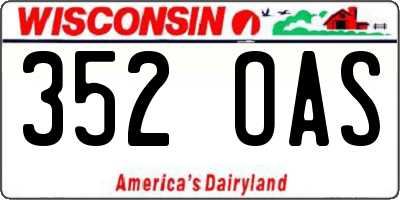 WI license plate 352OAS