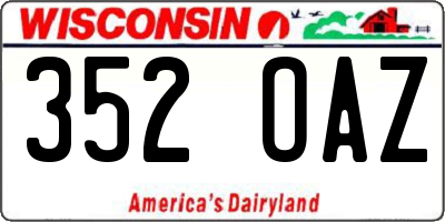 WI license plate 352OAZ