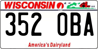 WI license plate 352OBA