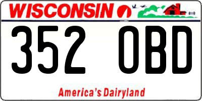 WI license plate 352OBD