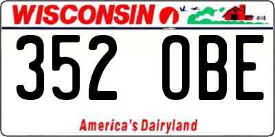 WI license plate 352OBE
