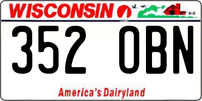 WI license plate 352OBN