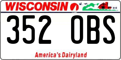 WI license plate 352OBS