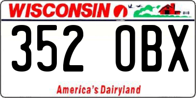 WI license plate 352OBX