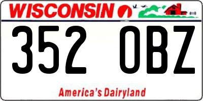 WI license plate 352OBZ