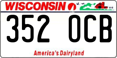 WI license plate 352OCB