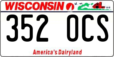 WI license plate 352OCS