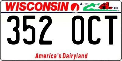 WI license plate 352OCT
