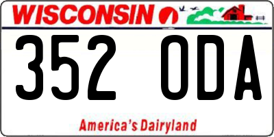 WI license plate 352ODA