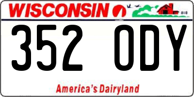 WI license plate 352ODY