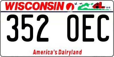 WI license plate 352OEC