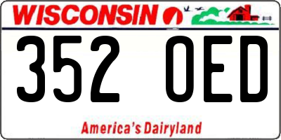 WI license plate 352OED