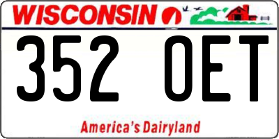 WI license plate 352OET