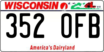 WI license plate 352OFB