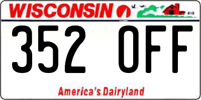WI license plate 352OFF