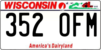 WI license plate 352OFM
