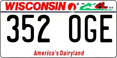WI license plate 352OGE