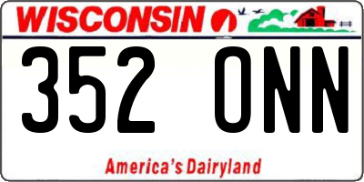 WI license plate 352ONN