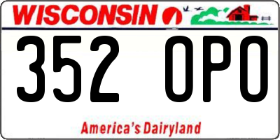 WI license plate 352OPO