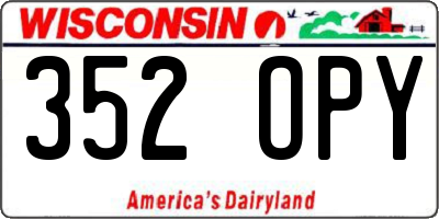 WI license plate 352OPY