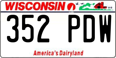 WI license plate 352PDW