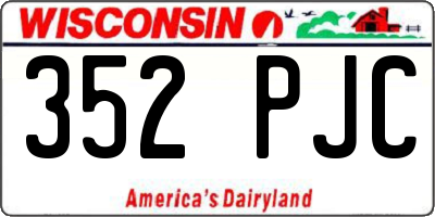 WI license plate 352PJC