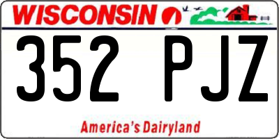 WI license plate 352PJZ