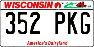 WI license plate 352PKG