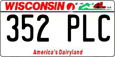 WI license plate 352PLC