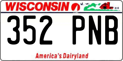 WI license plate 352PNB