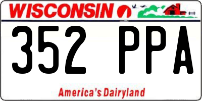 WI license plate 352PPA