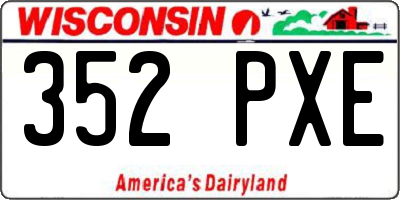 WI license plate 352PXE