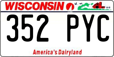 WI license plate 352PYC
