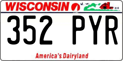 WI license plate 352PYR