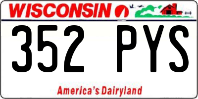 WI license plate 352PYS