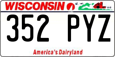 WI license plate 352PYZ