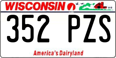 WI license plate 352PZS