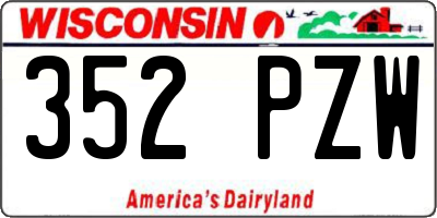 WI license plate 352PZW