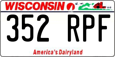 WI license plate 352RPF