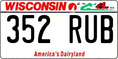WI license plate 352RUB